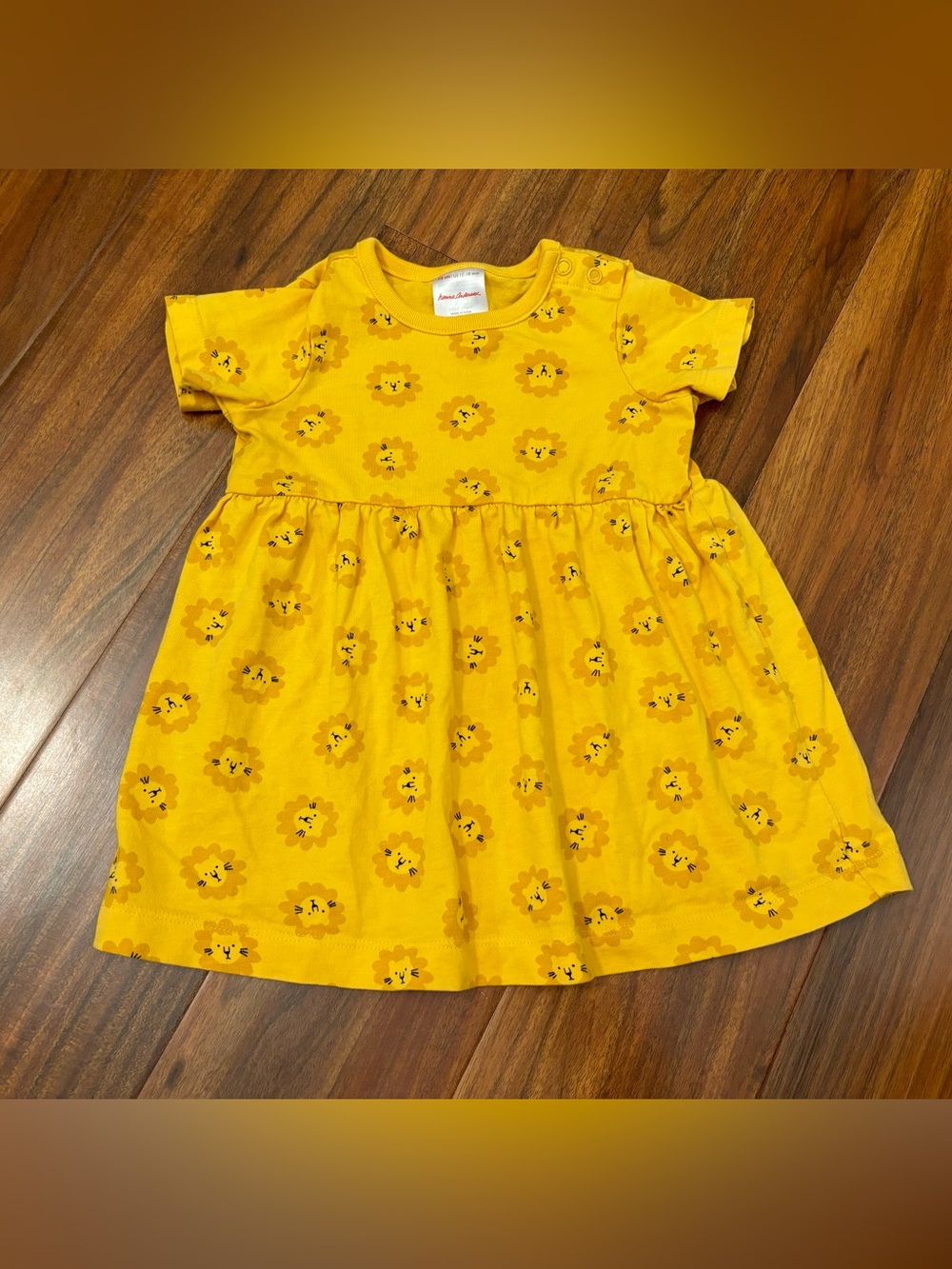 Hanna Andersson yellow lion print short sleeve dress